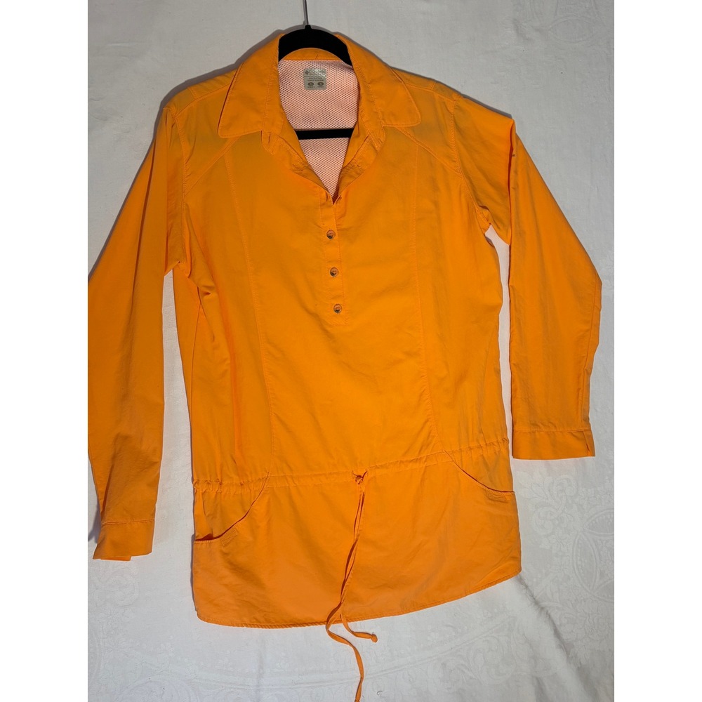Columbia PFG Women L Orange Tamiami II LS Fishing Shirt Omni-Shade UPF 40
